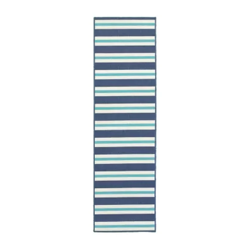 Covington Home Marquesas Striped 2'3"X7'6" Indoor Outdoor Rectangular Runner