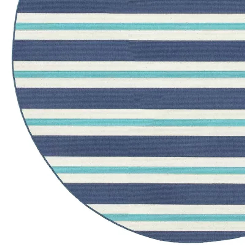 Covington Home Marquesas Striped 7'10"X7'10" Indoor Outdoor Round Area Rug
