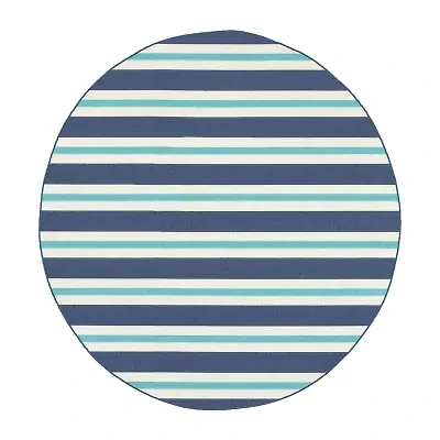 Covington Home Marquesas Striped 7'10"X7'10" Indoor Outdoor Round Area Rug
