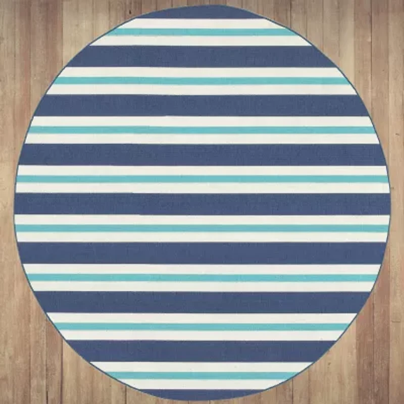 Covington Home Marquesas Striped 7'10"X7'10" Indoor Outdoor Round Area Rug