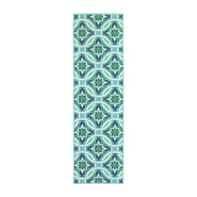 Covington Home Marquesas Floral Trellis 2'3"X7'6" Indoor Outdoor Rectangular Runner