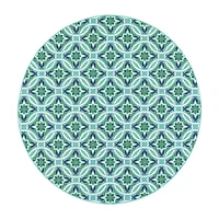 Covington Home Marquesas Floral Trellis 7'10"X7'10" Indoor Outdoor Round Area Rug