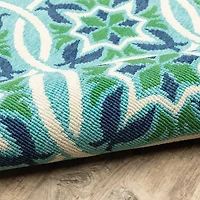 Covington Home Marquesas Floral Trellis 7'10"X7'10" Indoor Outdoor Round Area Rug