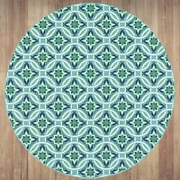 Covington Home Marquesas Floral Trellis 7'10"X7'10" Indoor Outdoor Round Area Rug