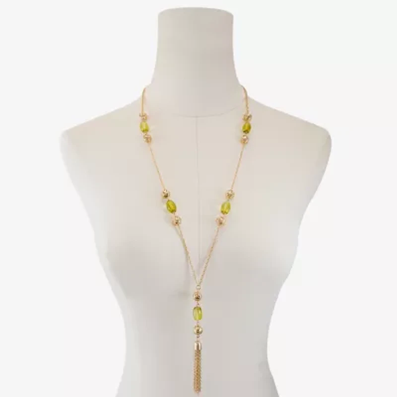 Liz Claiborne Beaded Tassel Womens 30 Inch Pendant Necklace