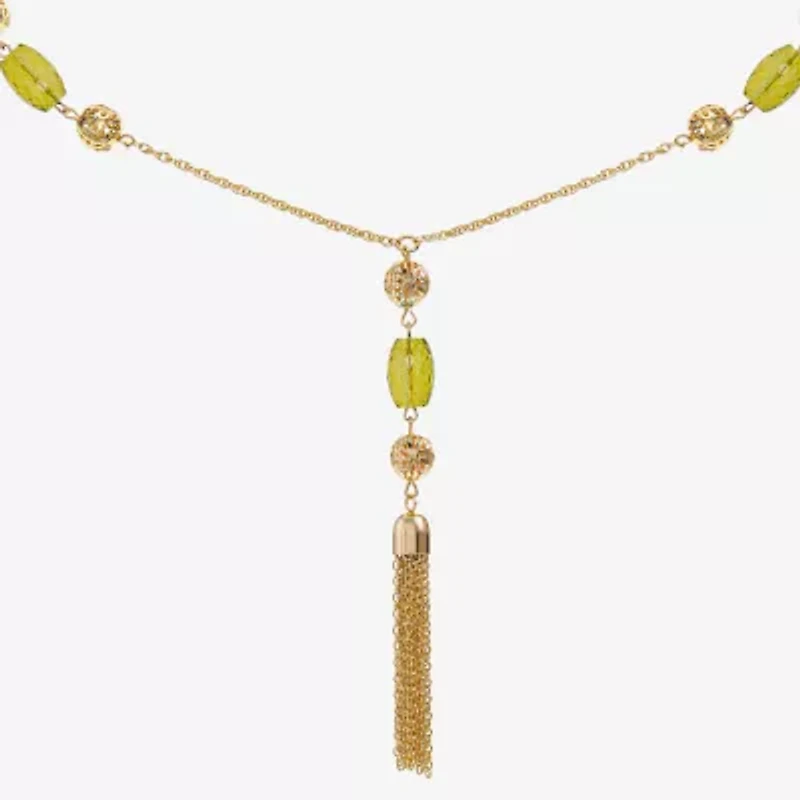 Liz Claiborne Beaded Tassel Womens 30 Inch Pendant Necklace