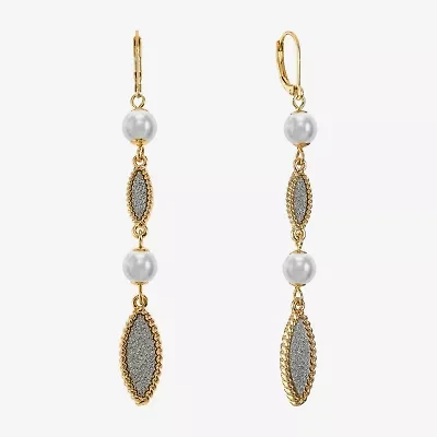 Monet Jewelry Linear Womens Simulated Pearl Drop Earrings