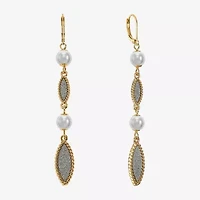 Monet Jewelry Linear Womens Simulated Pearl Drop Earrings