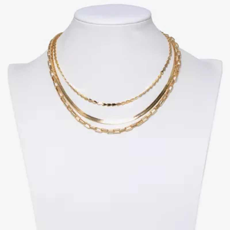 Bold Elements Gold Tone Womens 17 1/2 Inch Strand Necklace