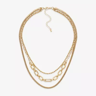 Bold Elements Gold Tone Womens 19 Inch Strand Necklace