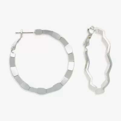Bold Elements Silver Tone Womens 30.1mm Hoop Earrings
