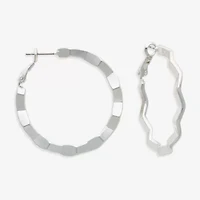 Bold Elements Silver Tone Womens 30.1mm Hoop Earrings