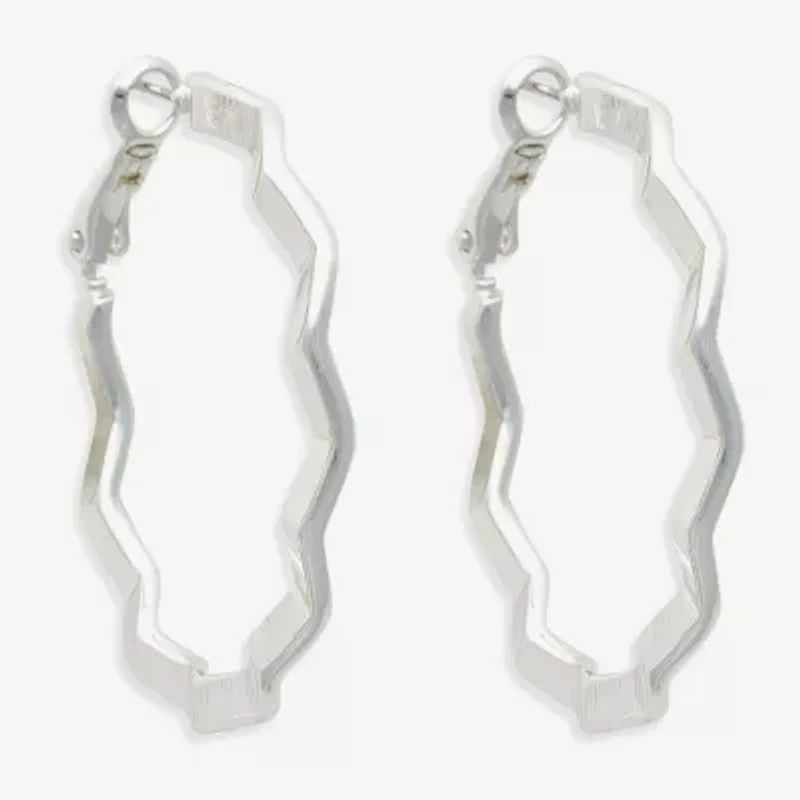 Bold Elements Silver Tone Womens 30.1mm Hoop Earrings