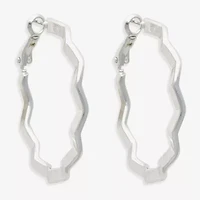 Bold Elements Silver Tone Womens 30.1mm Hoop Earrings