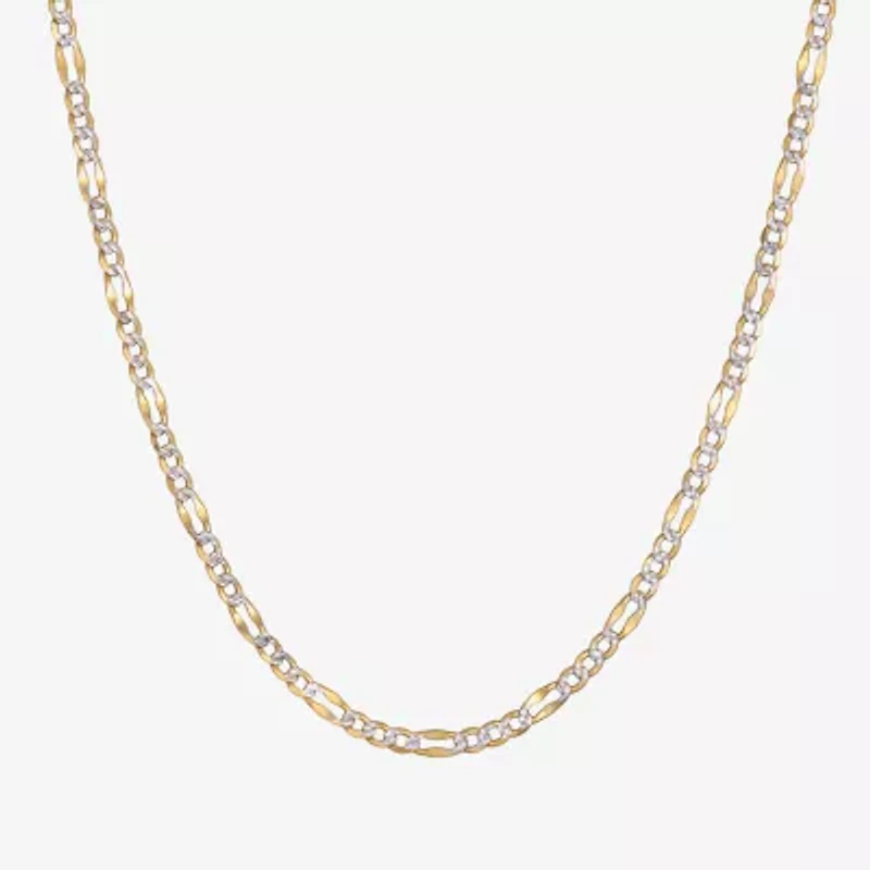 Made in Italy Unisex Adult 14K Two Tone Gold 18 Inch Figaro Chain Necklace
