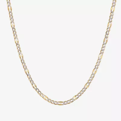 Made in Italy Unisex Adult 14K Two Tone Gold 18 Inch Figaro Chain Necklace