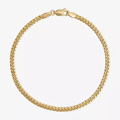 Made in Italy Womens 14K Gold 7.5 Inch Hollow Cuban Chain Bracelet