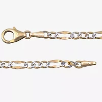 Made in Italy Womens 14K Two Tone Gold 7.5 Inch Solid Figaro Chain Bracelet