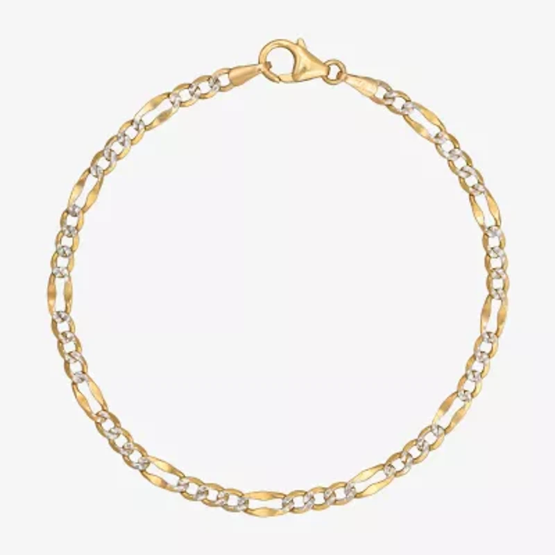 Made in Italy Womens 14K Two Tone Gold 7.5 Inch Solid Figaro Chain Bracelet
