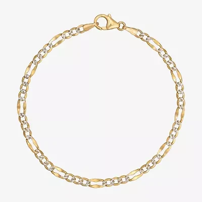 Made in Italy Womens 14K Two Tone Gold 7.5 Inch Solid Figaro Chain Bracelet