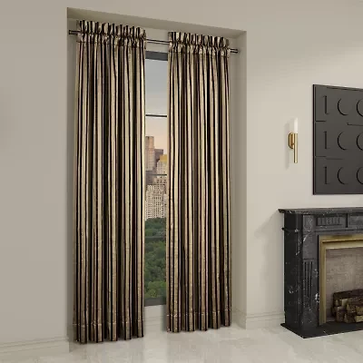Queen Street Charleston Black Rod Pocket Energy Saving Light-Filtering Set of 2 Curtain Panel