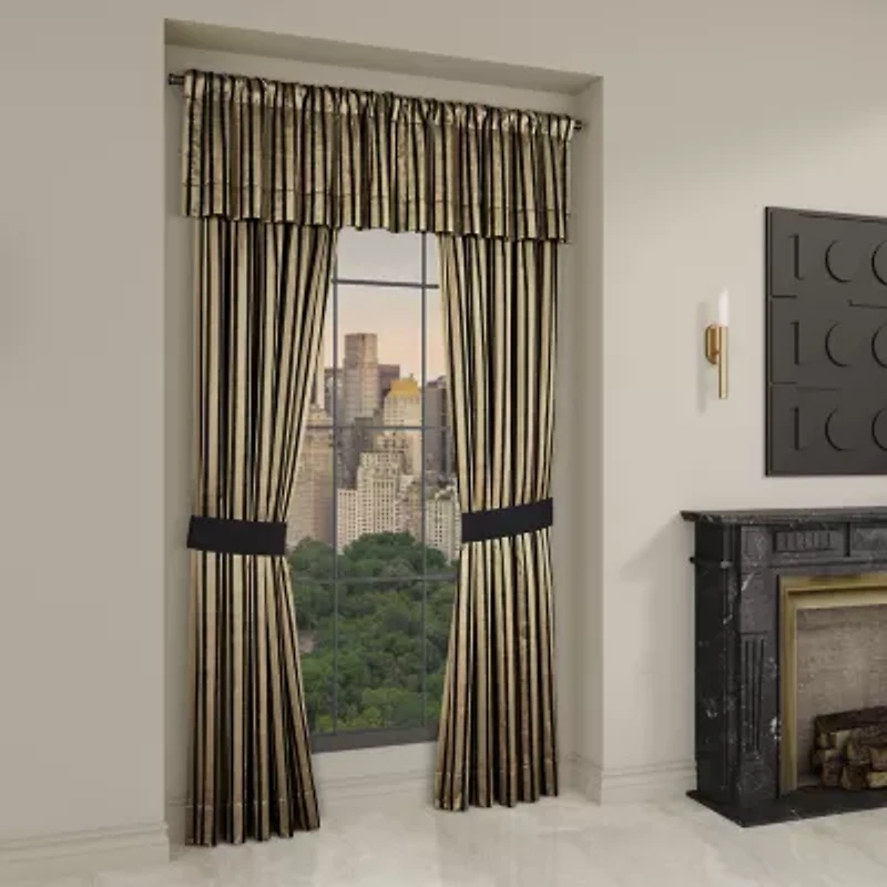 Queen Street Charleston Black Rod Pocket Tailored Valance