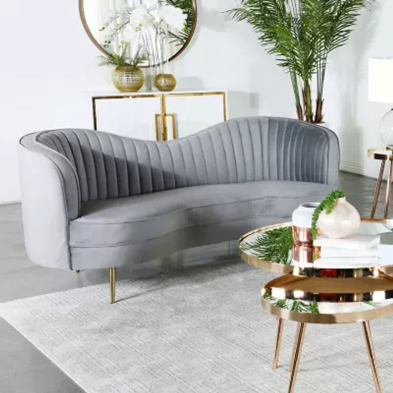 Sophia Curved Slope-Arm Upholstered Loveseat