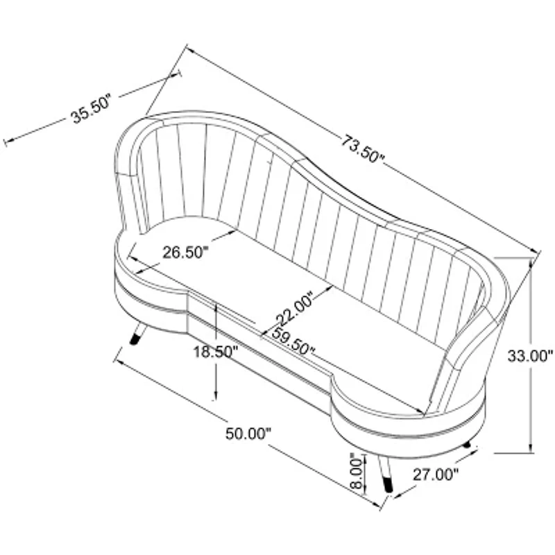 Sophia Curved Slope-Arm Upholstered Loveseat