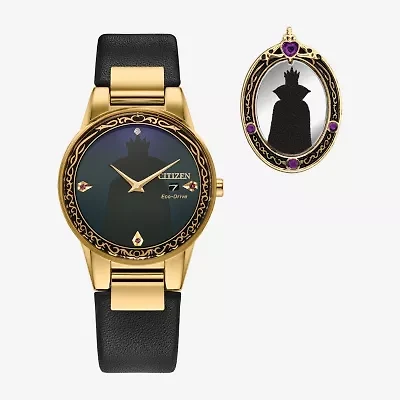 Citizen Princess Evil Queen Snow White Womens Black Leather Strap Watch Ga1082-46w