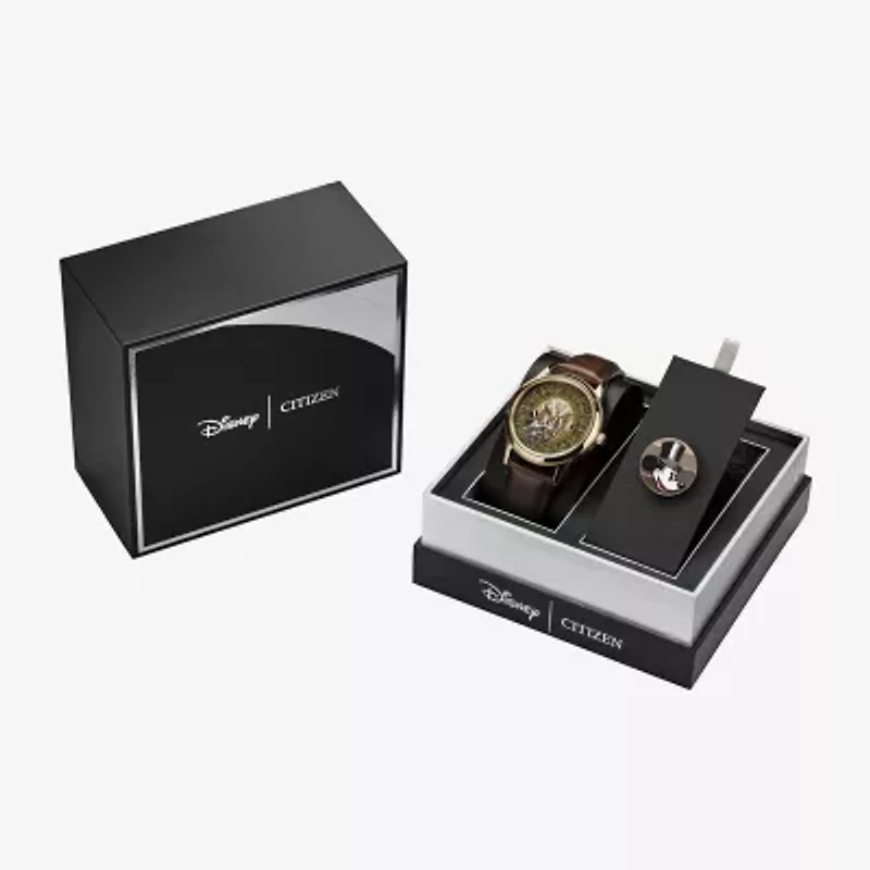 Citizen Mickey Mouse Womens Brown Leather 2-pc. Watch Boxed Set Aw1783-43w