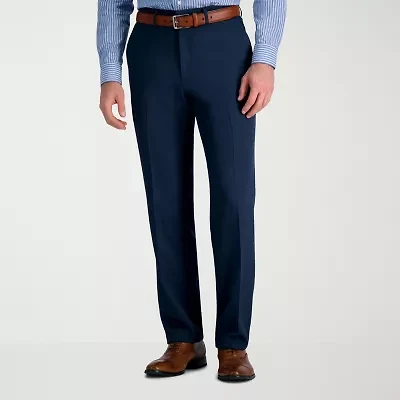 Haggar Premium Comfort Tonal Windowpane Mens Waistband Straight Fit Dress Flat Front Pant