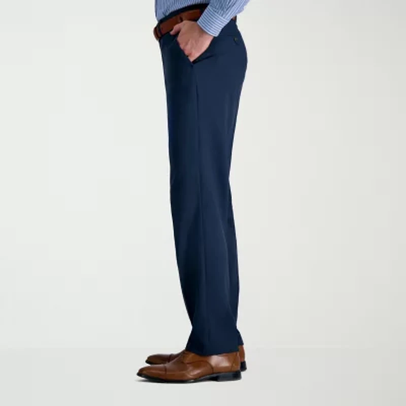 Haggar Premium Comfort Tonal Windowpane Mens Waistband Straight Fit Dress Flat Front Pant