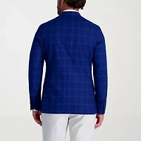 Haggar Slub Windowpane Mens Plaid Stretch Fabric Slim Fit Sport Coat