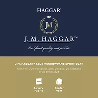 Haggar Slub Windowpane Mens Plaid Stretch Fabric Slim Fit Sport Coat
