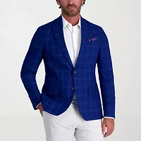 Haggar Slub Windowpane Mens Plaid Stretch Fabric Slim Fit Sport Coat