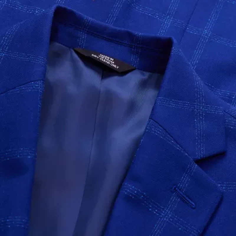 Haggar Slub Windowpane Mens Plaid Stretch Fabric Slim Fit Sport Coat
