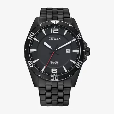 Citizen Quartz Mens Black Stainless Steel Bracelet Watch Bi5055-51e