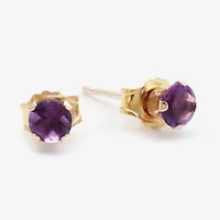 Gemstone 10K Gold 4mm Round Stud Earrings