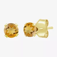 Gemstone 10K Gold 4mm Round Stud Earrings