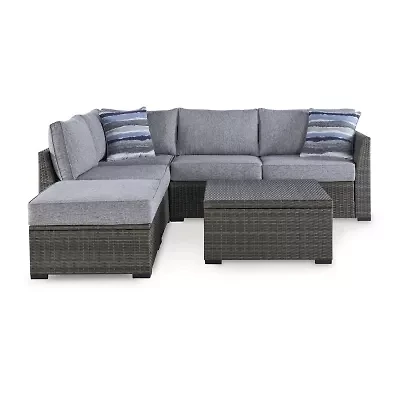 Signature Design by Ashley® Petal Road 4-pc. Outdoor Loveseat Sectional Ottoman Table Set
