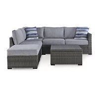 Signature Design by Ashley® Petal Road 4-pc. Outdoor Loveseat Sectional Ottoman Table Set
