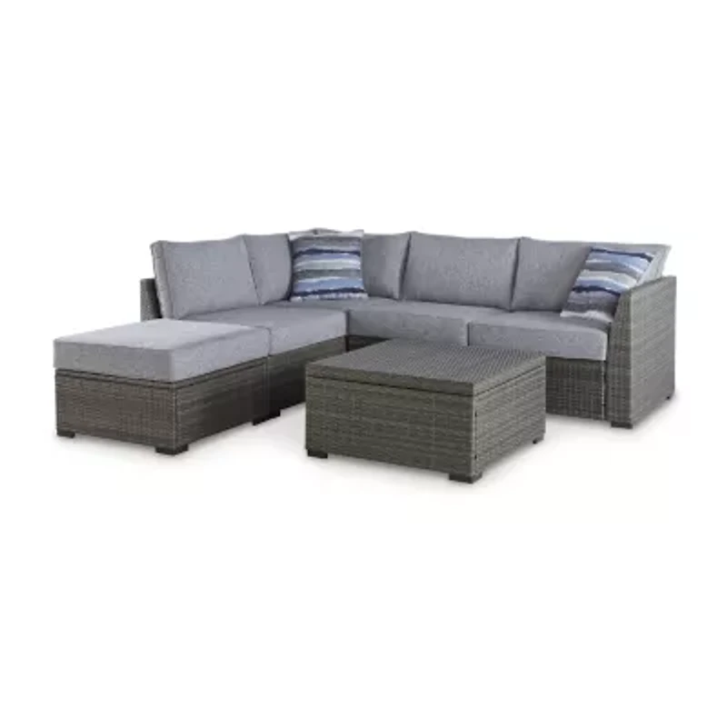 Signature Design by Ashley® Petal Road 4-pc. Outdoor Loveseat Sectional Ottoman Table Set
