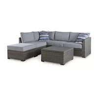 Signature Design by Ashley® Petal Road 4-pc. Outdoor Loveseat Sectional Ottoman Table Set
