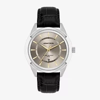 Armitron Mens Black Leather Strap Watch 20-5635gysvbk