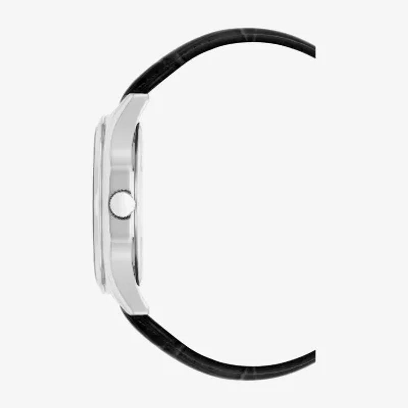 Armitron Mens Black Leather Strap Watch 20-5635gysvbk