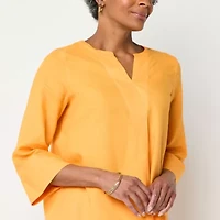Liz Claiborne Womens Tall Split Crew Neck 3/4 Sleeve Blouse