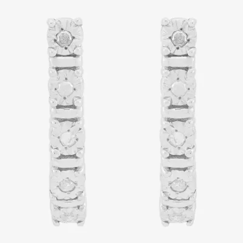 Limited Quantities! Womens 1/8 CT. T.W. Natural White Diamond Sterling Silver 20.5mm Hoop Earrings