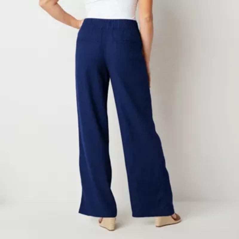 St. John's Bay Womens Tall Wide Leg High Rise Trouser