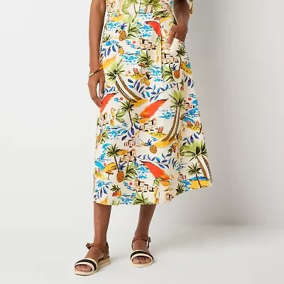 St. John's Bay Womens High Rise Midi Tall A-Line Skirt