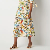 St. John's Bay Womens Tall High Rise Midi A-Line Skirt